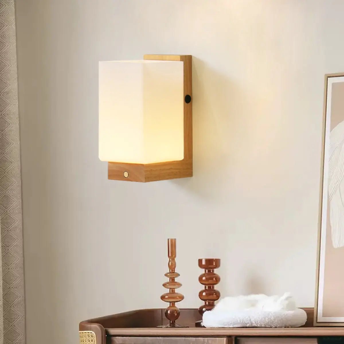 Bowie lichtbruin oplaadbare houten wandlamp - draadloze, dimbare en stijlvolle verlichting