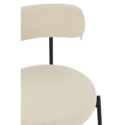 J-Line stoel Bouclé - multiplex/polyester - wit/zwart