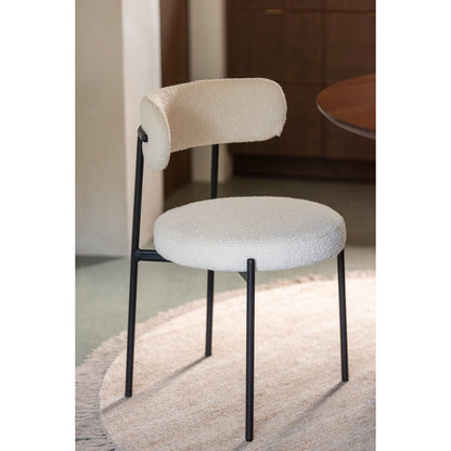 J-Line stoel Bouclé - multiplex/polyester - wit/zwart