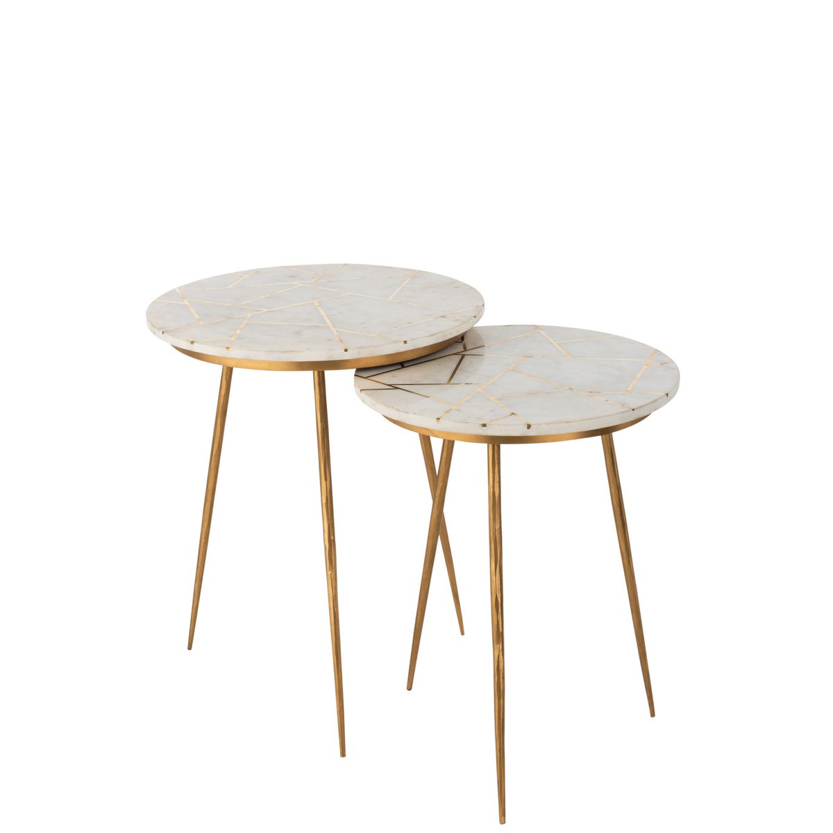 J-Line bijzettafel - marmer/ijzer - goud/wit