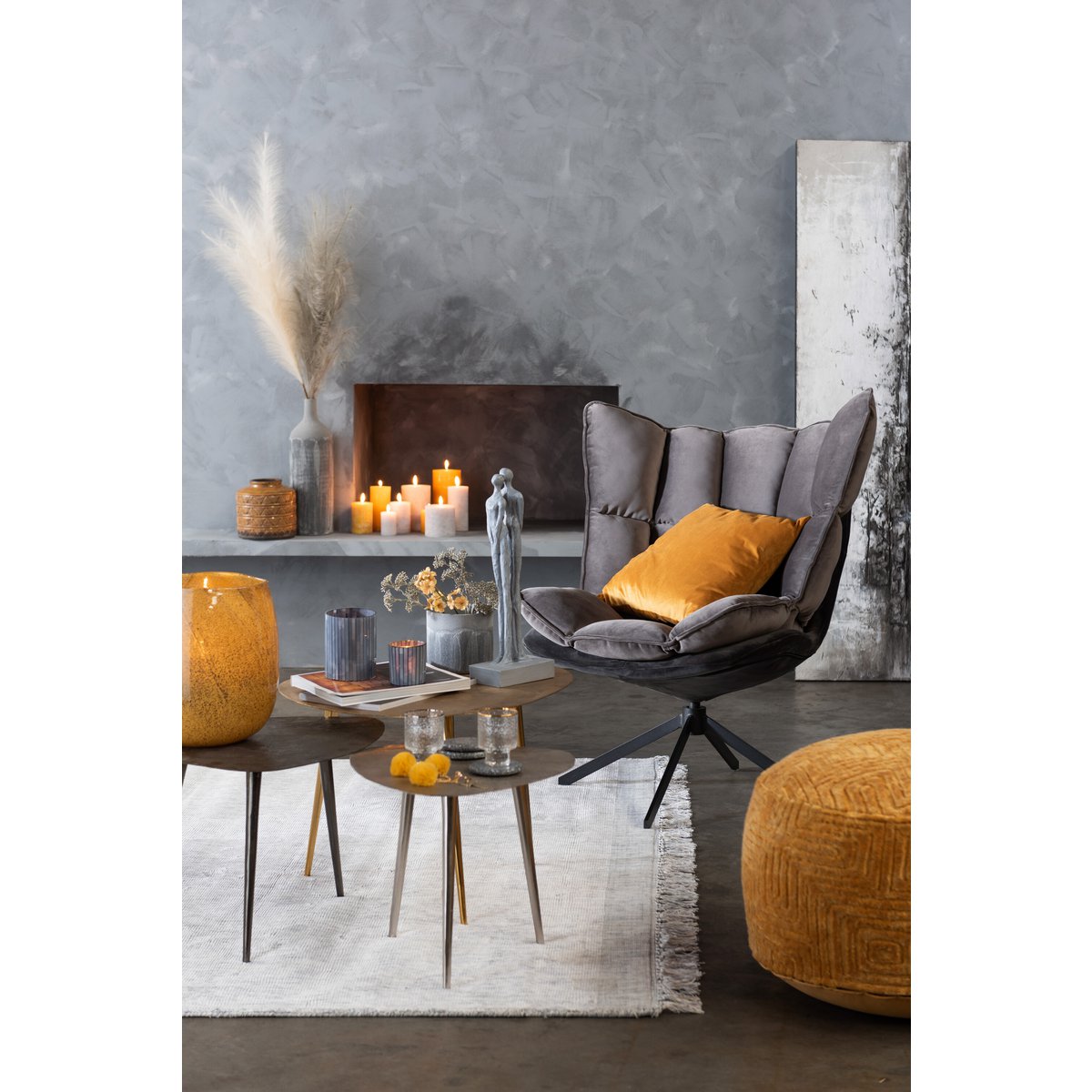 J-Line stoel Relax Kussen op frame - textiel/metaal - grijs