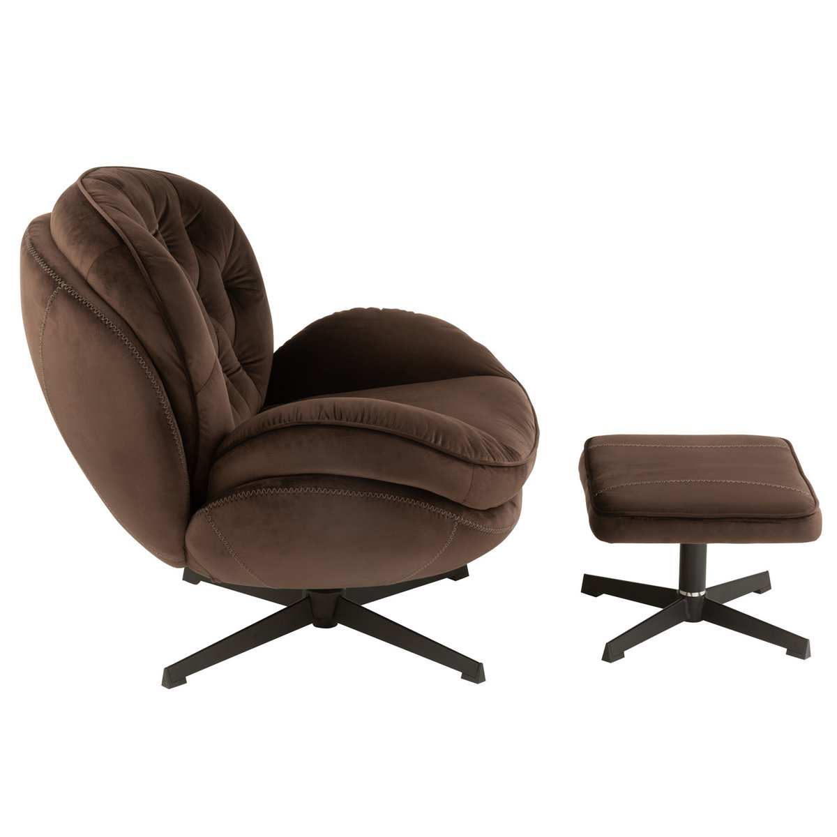 J-Line zetel Relax -+ voetbank - metaal/textiel - donkerbruin
