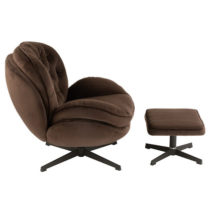 J-Line zetel Relax -+ voetbank - metaal/textiel - donkerbruin