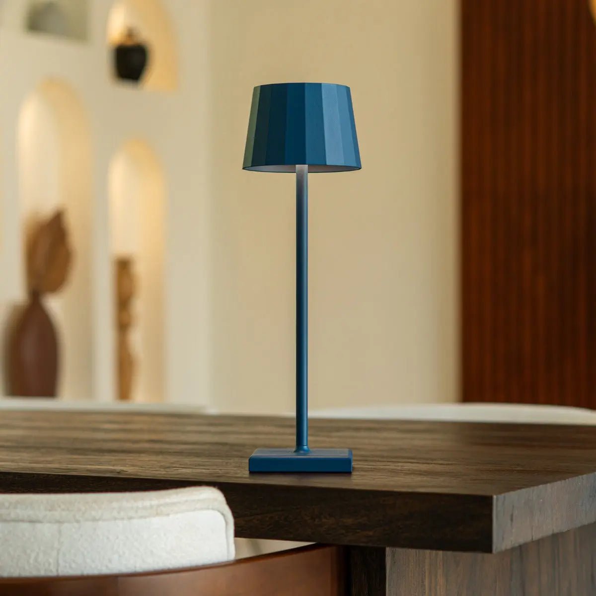 Wouter delftware blauw oplaadbare tafellamp-draadloos opladen, dimable, 120 uur batterijduur