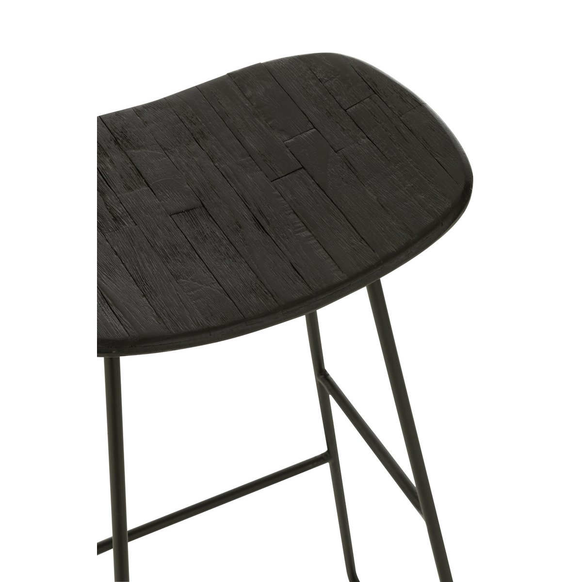 J-Line stoel Rechthoekig - gerecycleerd teak - zwart - large
