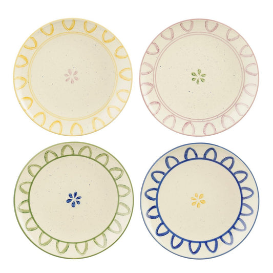 Clayton Ontbijtbord - Set van 4 - H3 x Ø21 - Steengoed - Groen, Blauw, Geel, Lila