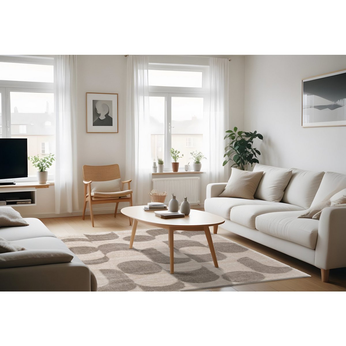 Ultrasoft tapijt in gerecyclede polyester neutrale tonen retro