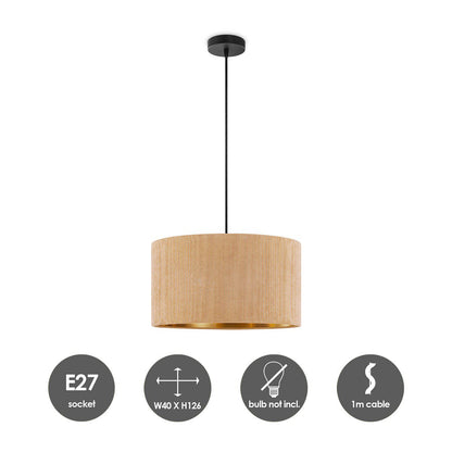 Home Sweet Home Cylindrische Corduroy Hanglamp - Karamel ø40 x 126cm