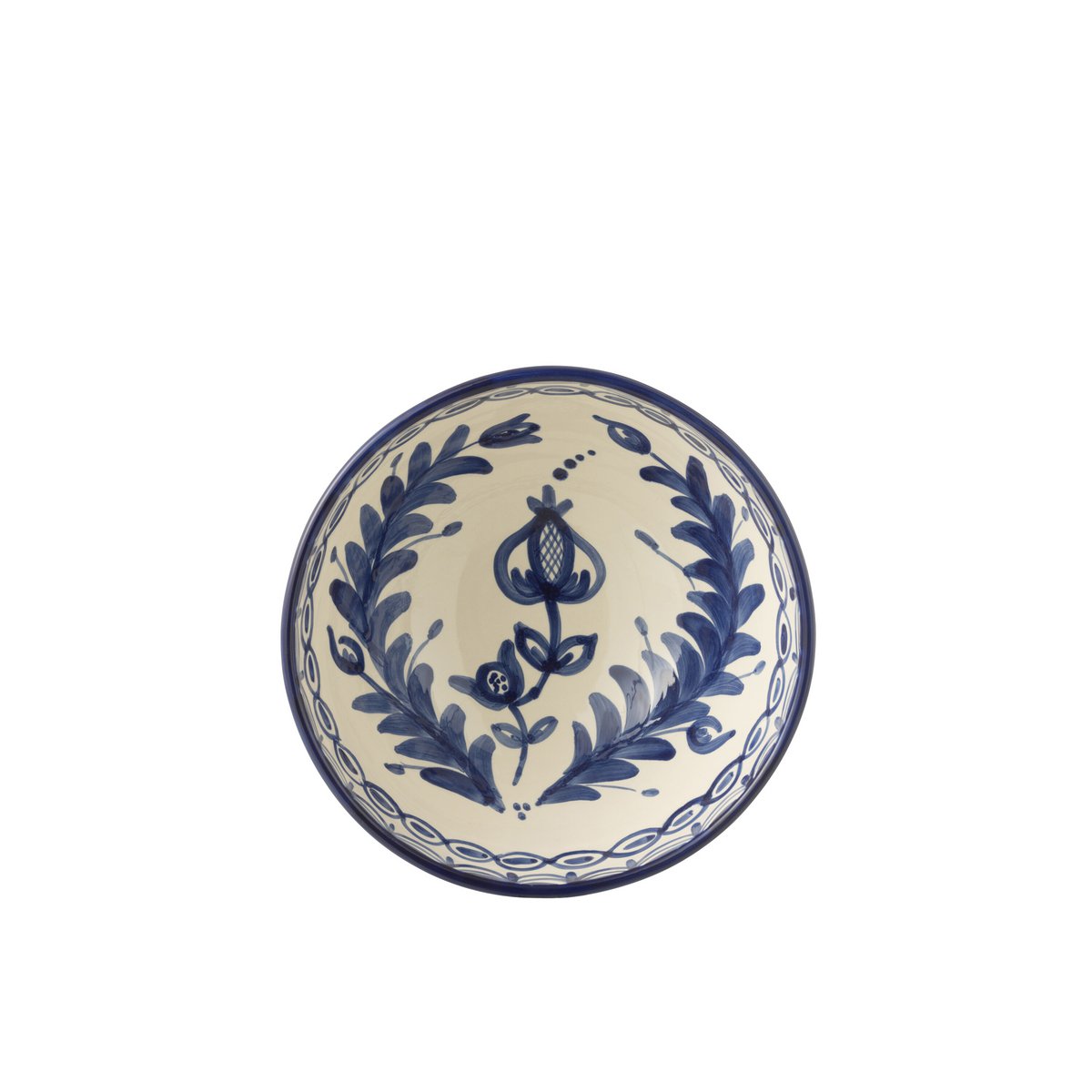 J-Line Kom Granada Hoog Keramiek Wit/Kobaltoblauw Large