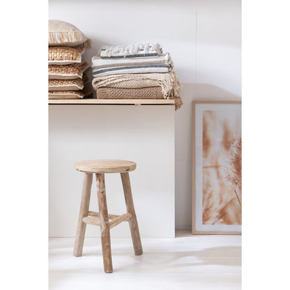 J-Line barkruk Rond - hout - wit - medium