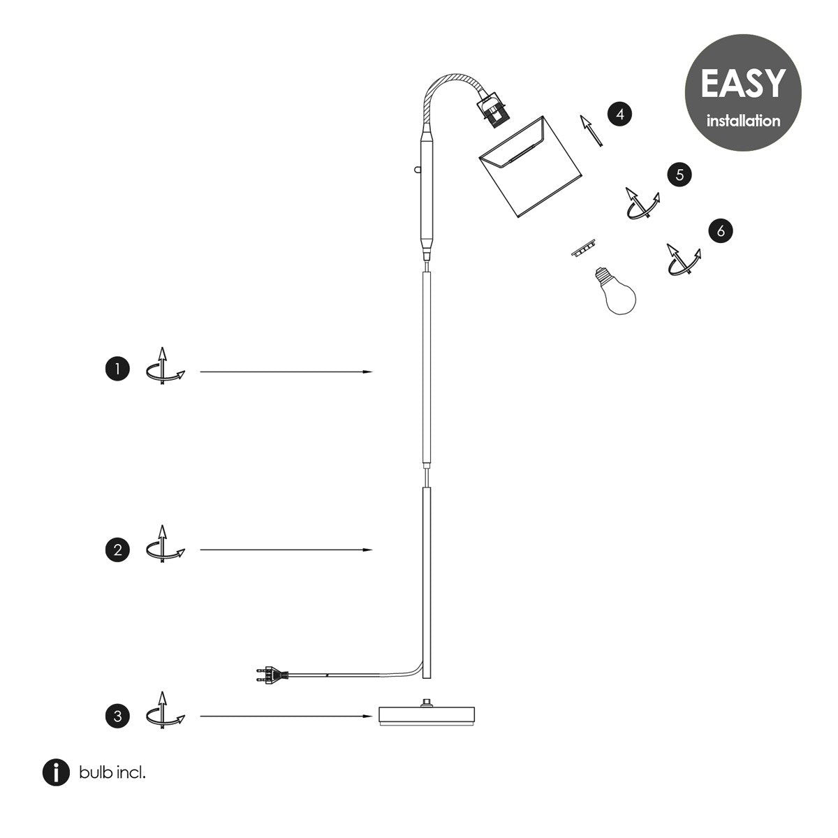 Home Sweet Home Moderne Vloerlamp - Staande Leeslamp - dimbaar