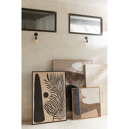 J-Line Kader Blad Abstract Hout/Canvas Bruin/Zwart