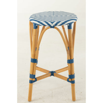 J-Line barkruk Live - rotan/kunststof - naturel/blauw