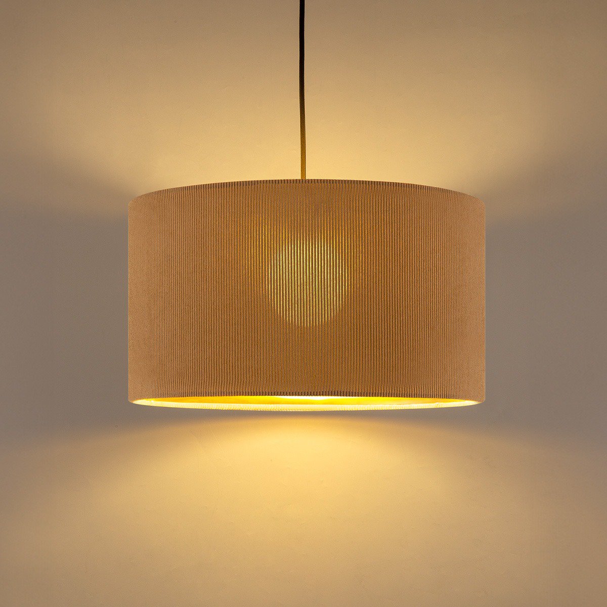 Home Sweet Home Cylindrische Corduroy Hanglamp - Karamel ø40 x 126cm
