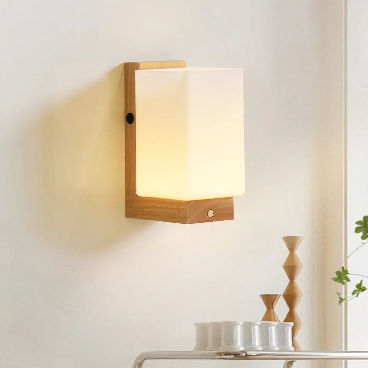 Bowie lichtbruin oplaadbare houten wandlamp - draadloze, dimbare en stijlvolle verlichting