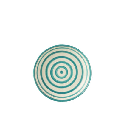 J-Line Kom Granada Stripes Laag Keramiek Wit/Aqua Groot