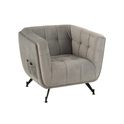J-Line zetel Lounge - 1 pers - textiel/metaal - lichtgrijs