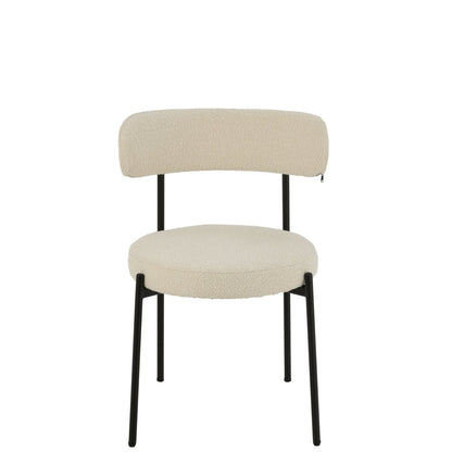 J-Line stoel Bouclé - multiplex/polyester - wit/zwart
