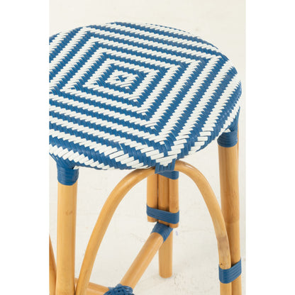 J-Line barkruk Live - rotan/kunststof - naturel/blauw