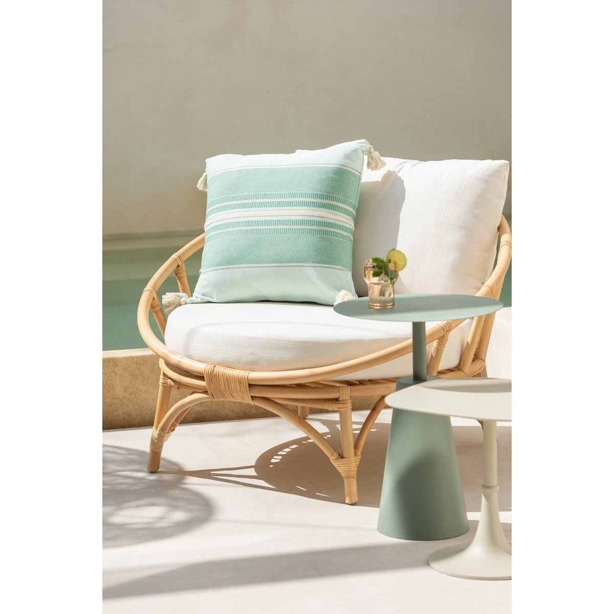J-Line stoel + kussen - jute/textiel - naturel/wit