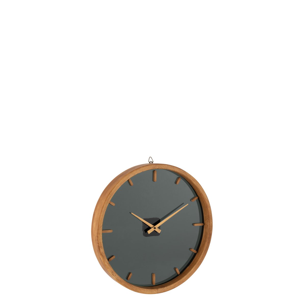 J-Line klok Rond - hout/glas - bruin/zwart - Ø 40 cm
