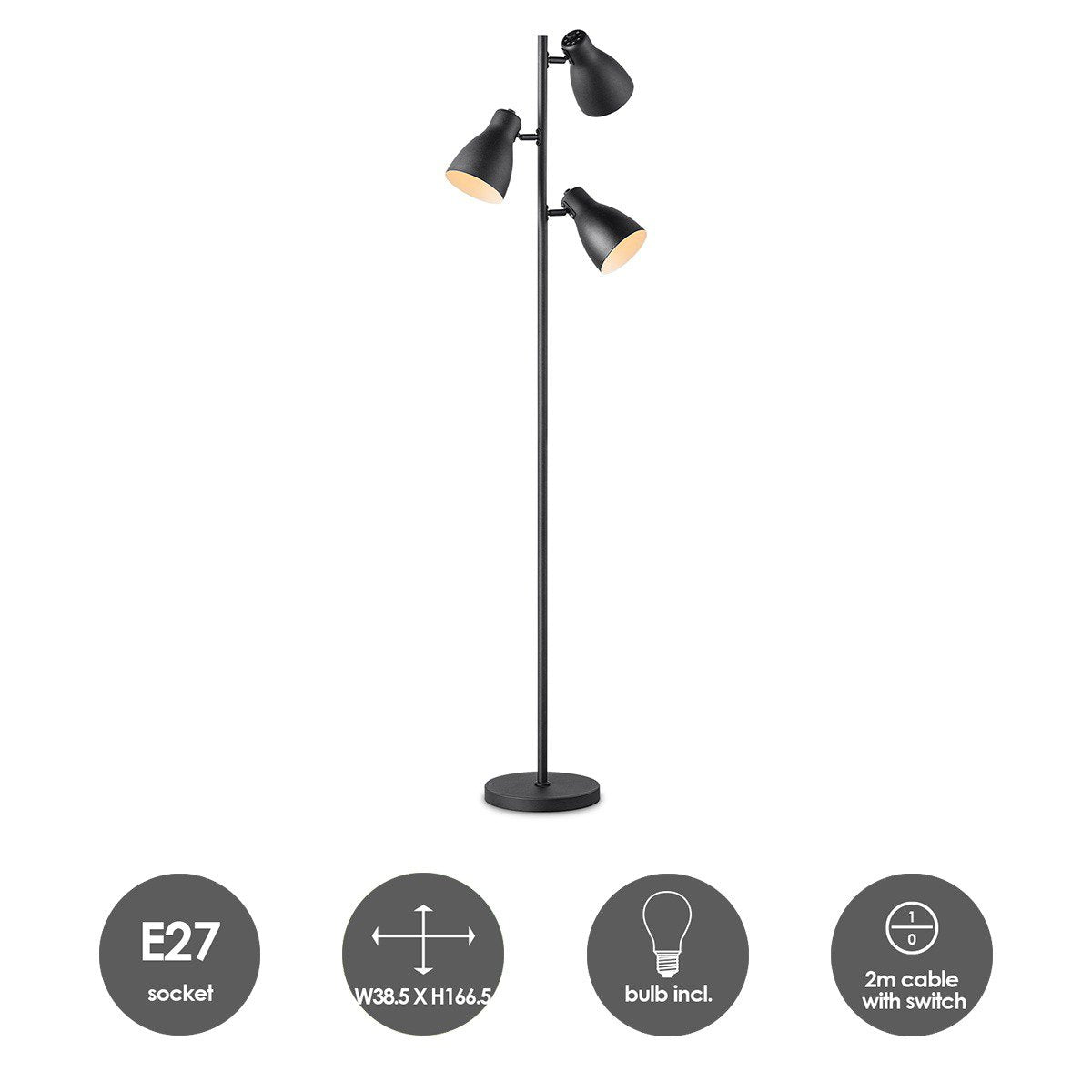 Home Sweet Home 3L Vloerlamp zwart - Moderne Vloerlamp Zwart