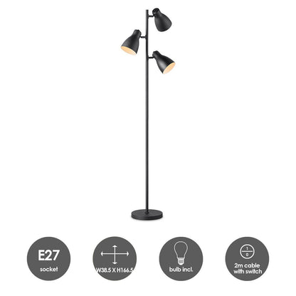 Home Sweet Home 3L Vloerlamp zwart - Moderne Vloerlamp Zwart