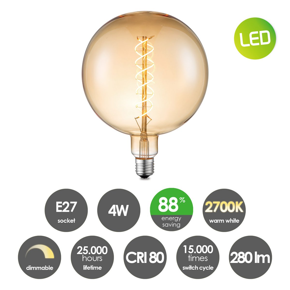 Home Sweet Home hanglamp brons vintage - 3 LED -dimbaar E27 amber