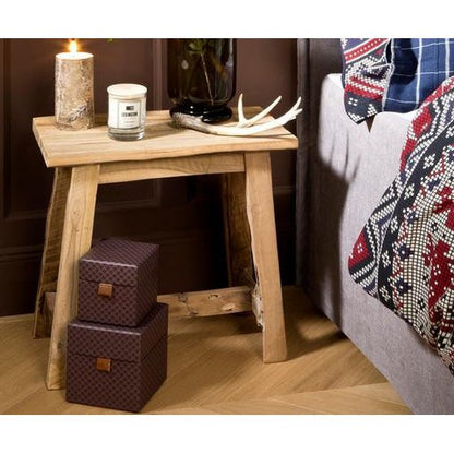 HSM Collection-Rechthoekige Kruk Lawas-50x27x46-Naturel-Teak