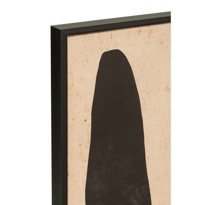 J-Line Kader Blad Abstract Hout/Canvas Bruin/Zwart