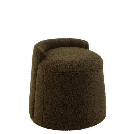 J-Line Poef Teddy Rond+Rugleuing Bouclé Groen