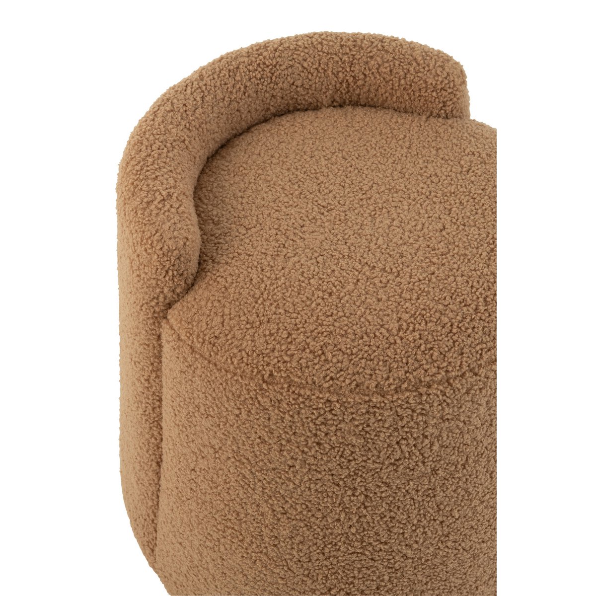 J-Line Poef Teddy Rond+Rugleuing Bouclé Camel