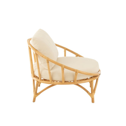 J-Line stoel + kussen - jute/textiel - naturel/wit