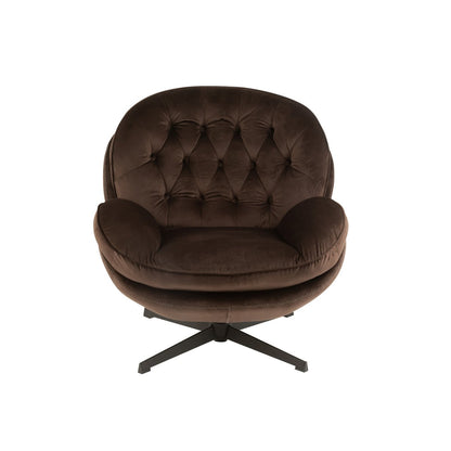 J-Line zetel Relax -+ voetbank - metaal/textiel - donkerbruin