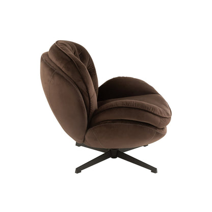 J-Line zetel Relax -+ voetbank - metaal/textiel - donkerbruin