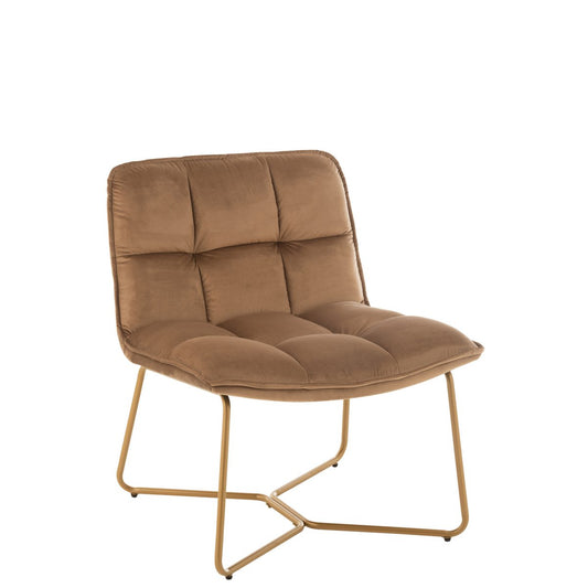 J-Line loungestoel Lisa - metaal/textiel - bruin