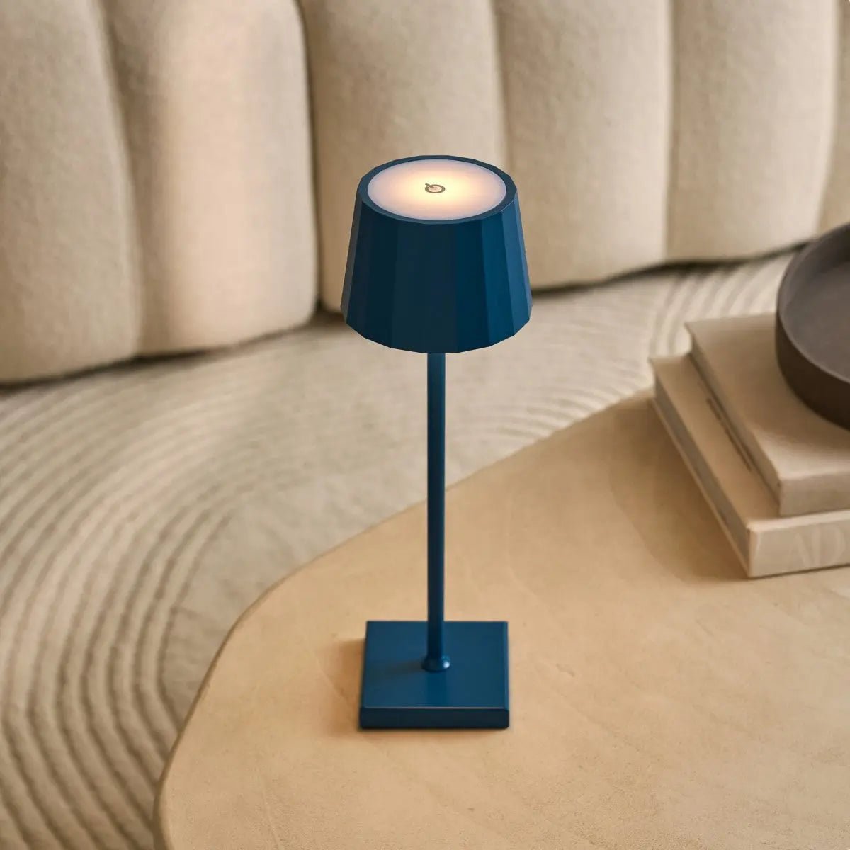 Wouter delftware blauw oplaadbare tafellamp-draadloos opladen, dimable, 120 uur batterijduur