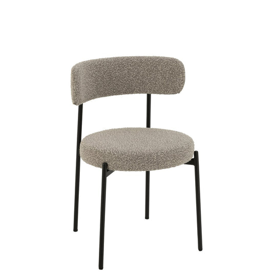 J-Line stoel Bouclé - multiplex/polyester - grijs/zwart