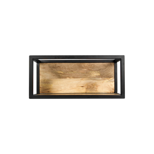 HSM Collection-Wandbox Levels -55x18x25-Naturel/Zwart-Mango/Metaal