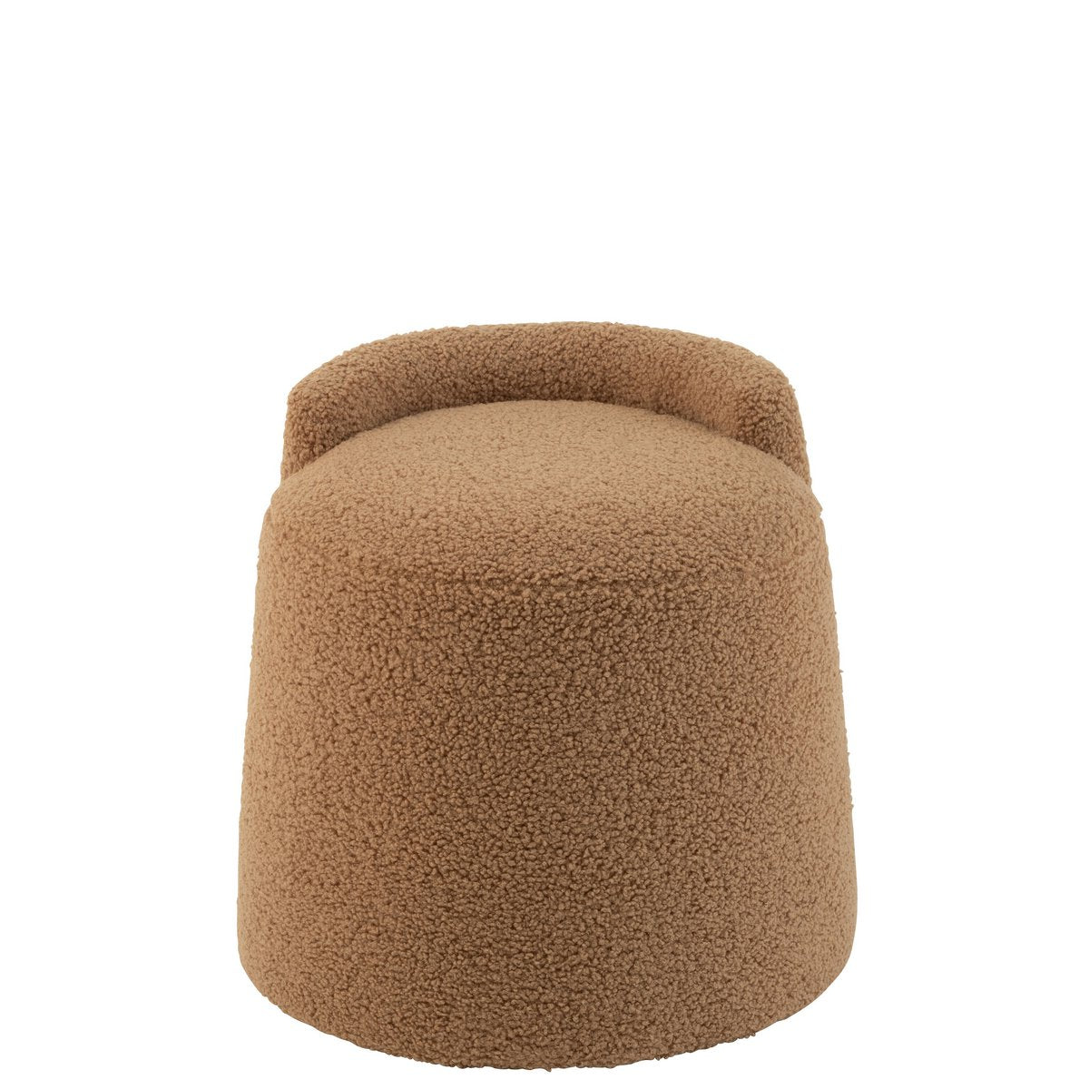 J-Line Poef Teddy Rond+Rugleuing Bouclé Camel