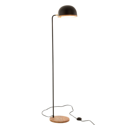 J-Line Staande Lamp Evy - ijzer/hout - zwart/naturel