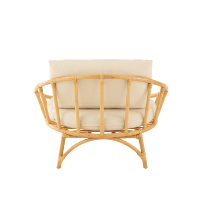 J-Line stoel + kussen - jute/textiel - naturel/wit