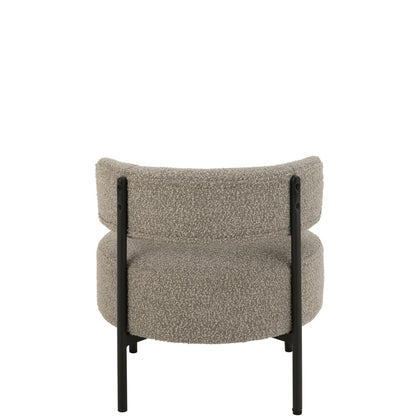 J-Line loungestoel Bouclé - multiplex/polyester - grijs/zwart