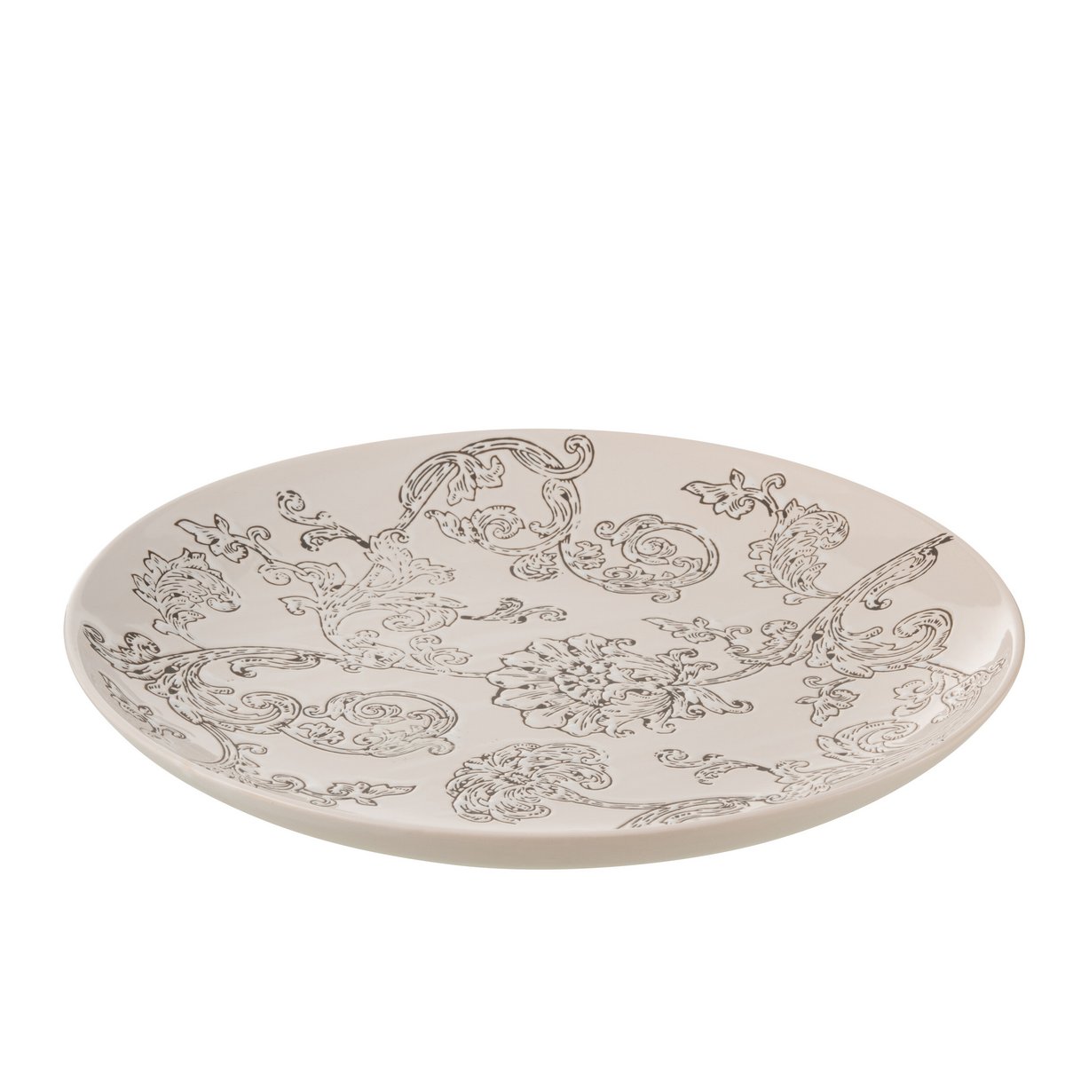 J-Line decoratie Bord Decoratief Zen - porselein - wit/zwart