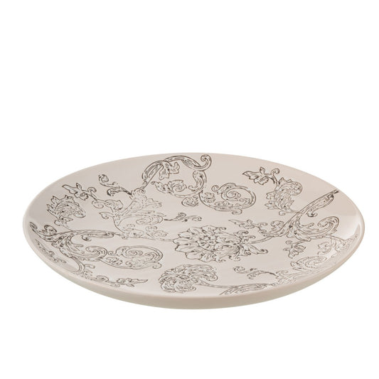 J-Line decoratie Bord Decoratief Zen - porselein - wit/zwart