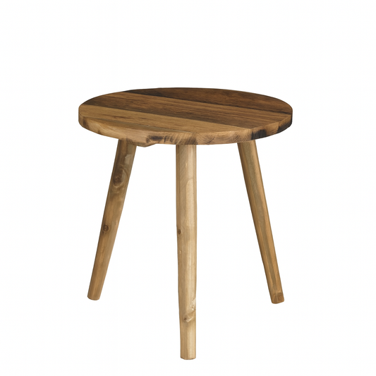 Bold Bijzettafel - H36 x Ø33 cm - Gerecycled Hout - Bruin