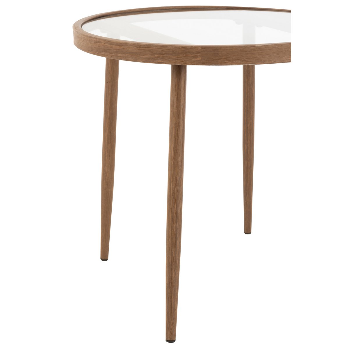 J-Line bijzettafel Rond - metaal/glas - donkerbruin