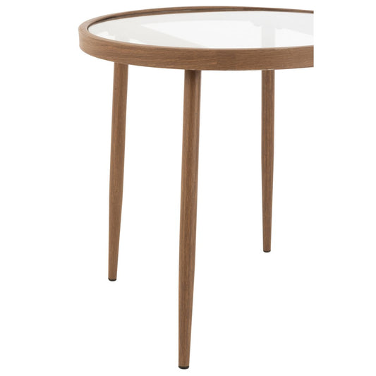 J-Line bijzettafel Rond - metaal/glas - donkerbruin
