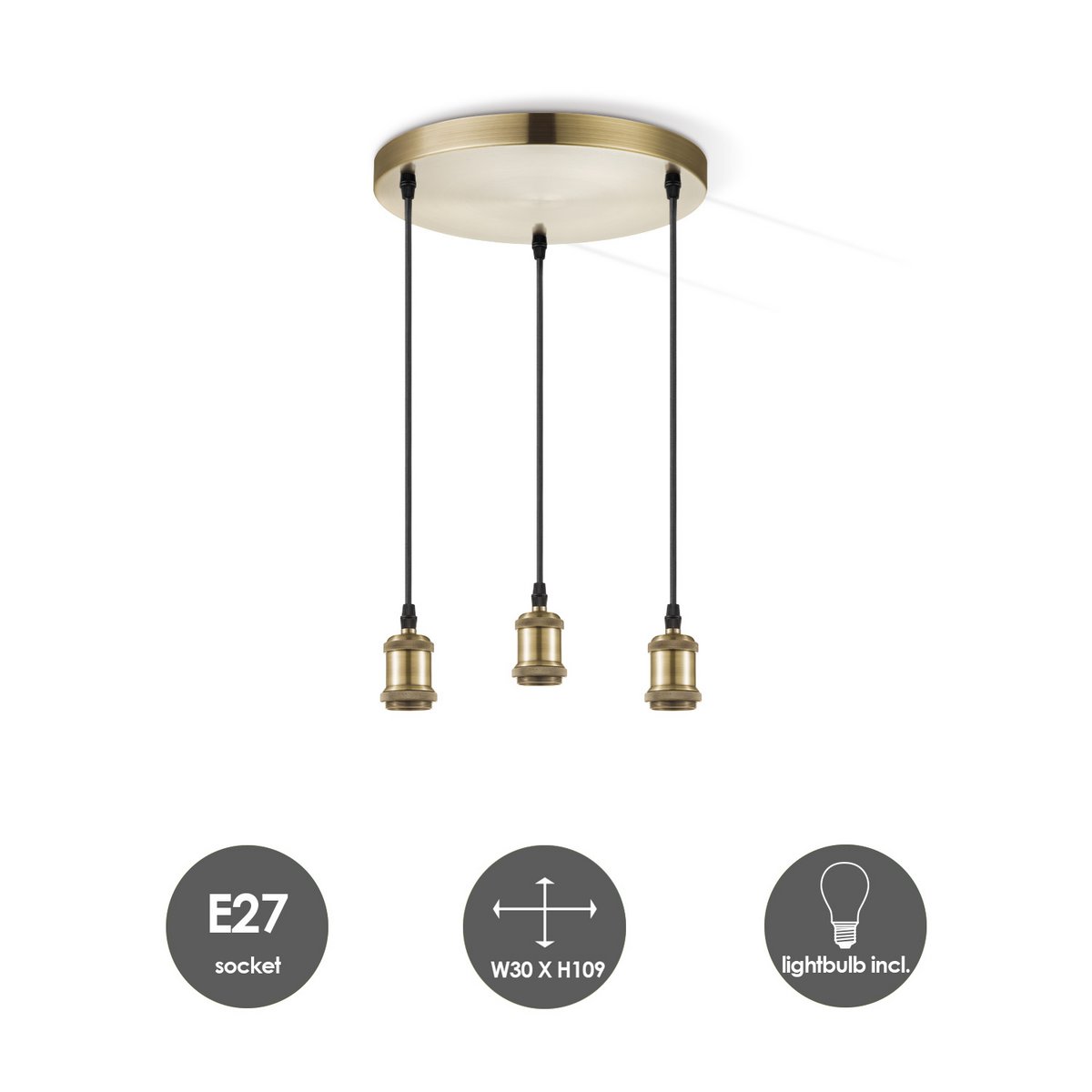 Home Sweet Home hanglamp vintage rond - 3L G125 - dimbaar E27 helder