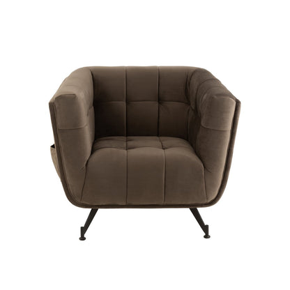 J-Line Lounge Zetel 1-Zit Textiel/Hout/Metaal Donker Grijs